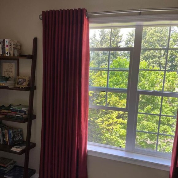 4 Panels 48W x 84L Red West Elm SILK Drapes. LIGHT FILTERING - Picture 1 of 6